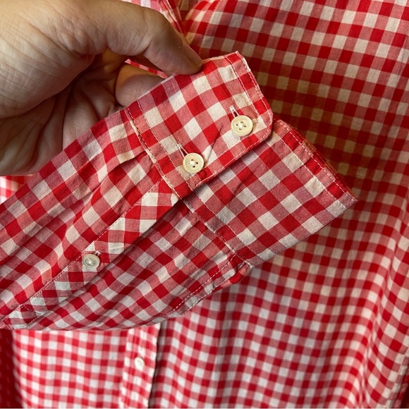 J Crew Red White Gingham Button Up Shirt 2 - Picture 6 of 10